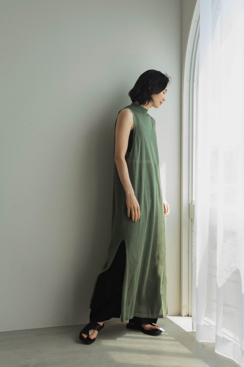 back open lamé one piece/green - KNUTH MARF