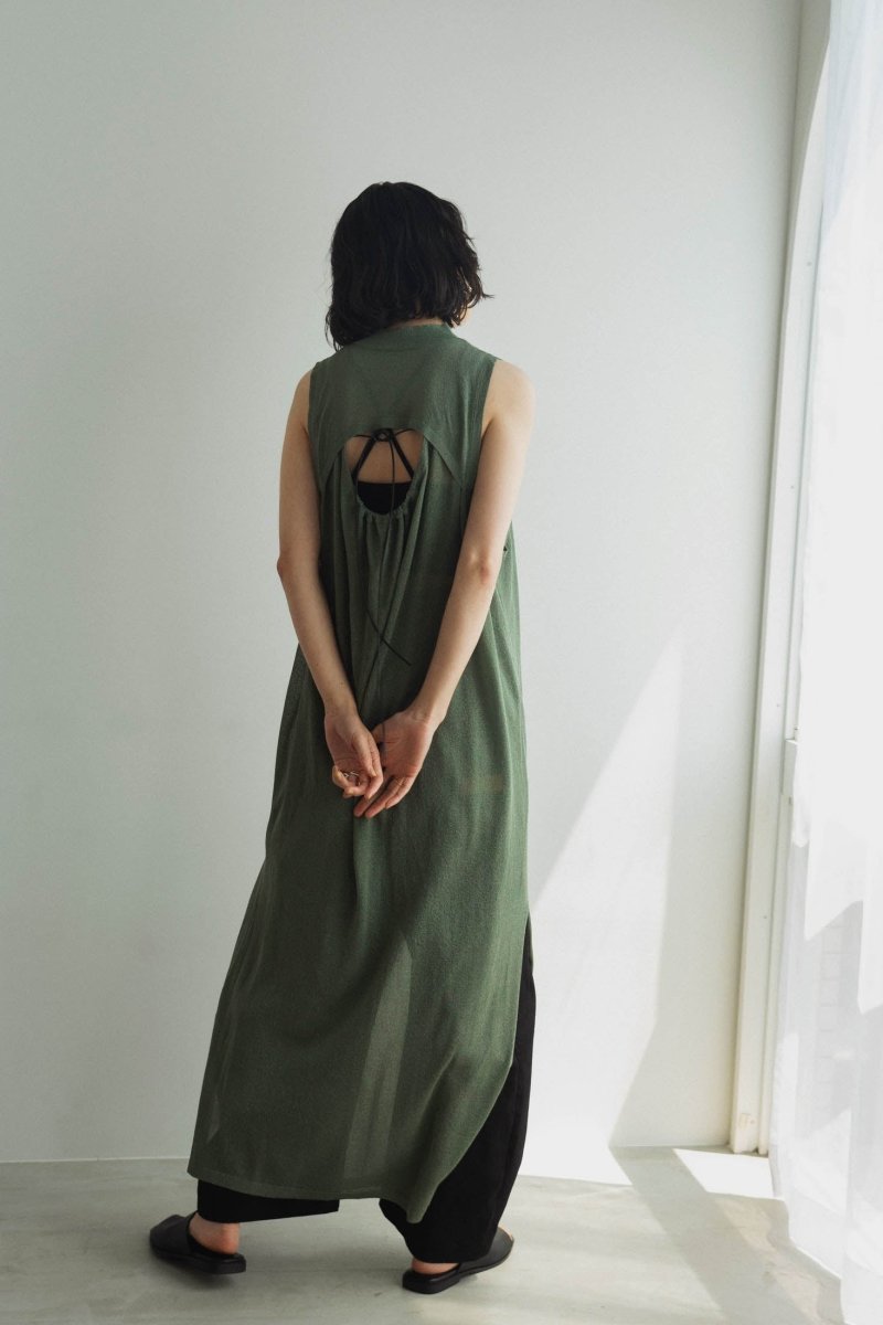 back open lamé one piece/green - KNUTH MARF