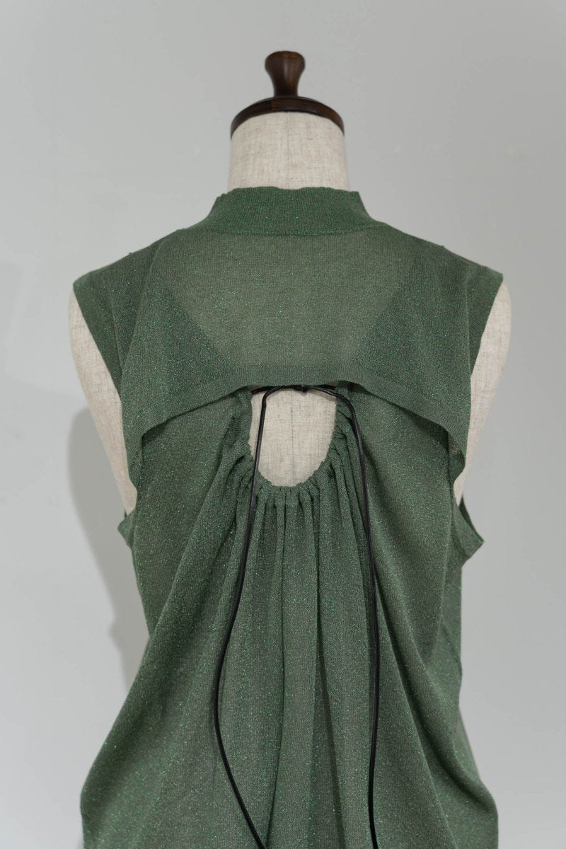 back open lamé one piece/green - KNUTH MARF