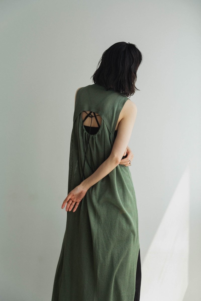back open lamé one piece/green - KNUTH MARF