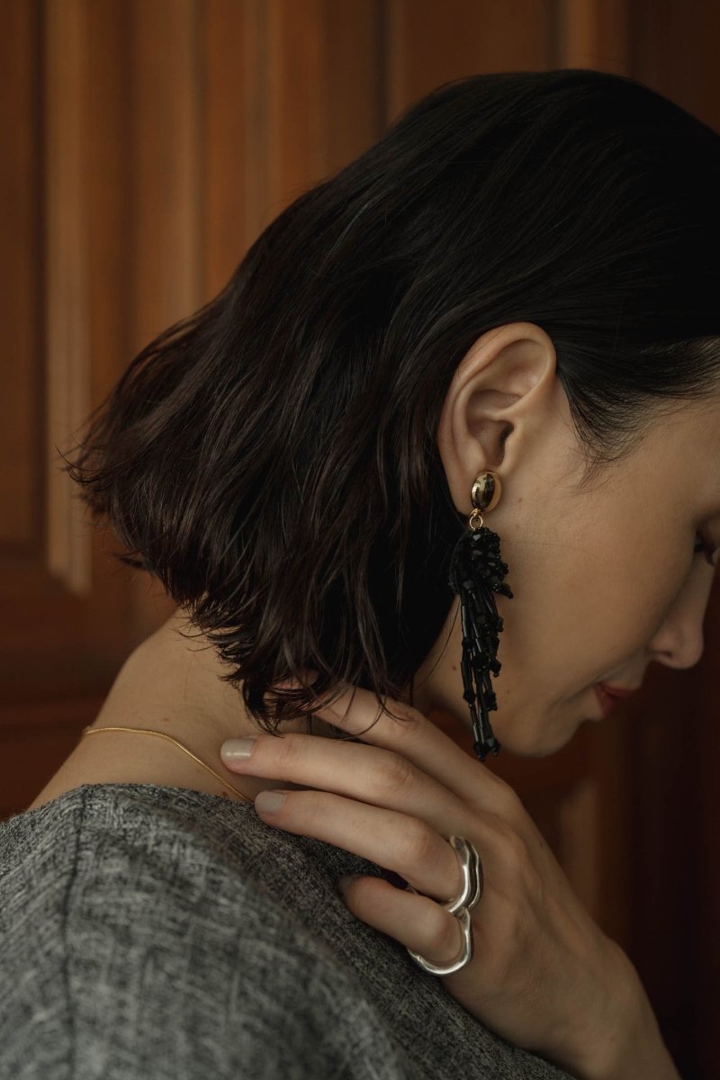 beads earring/black - KNUTH MARF