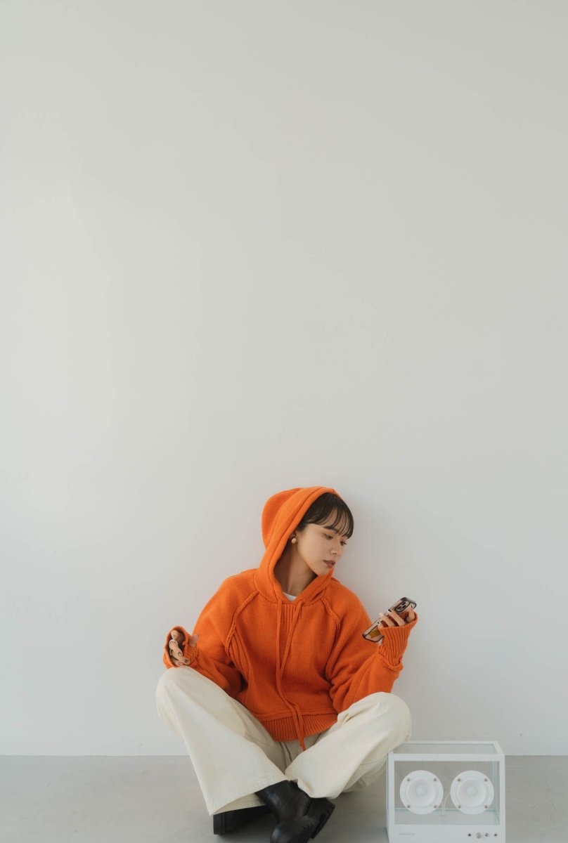 cropped knit hoodie/2color - KNUTH MARF