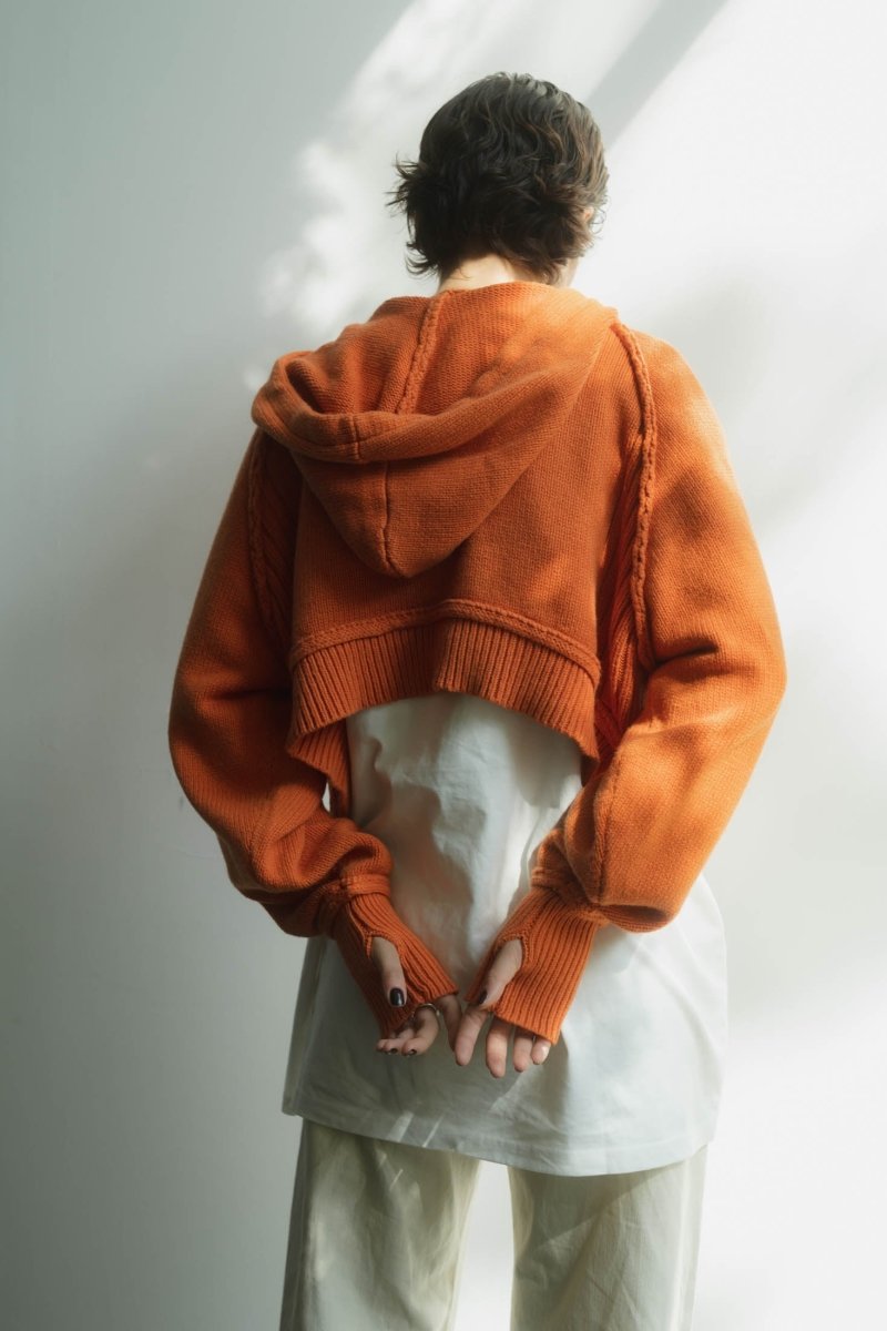 cropped knit hoodie/2color - KNUTH MARF