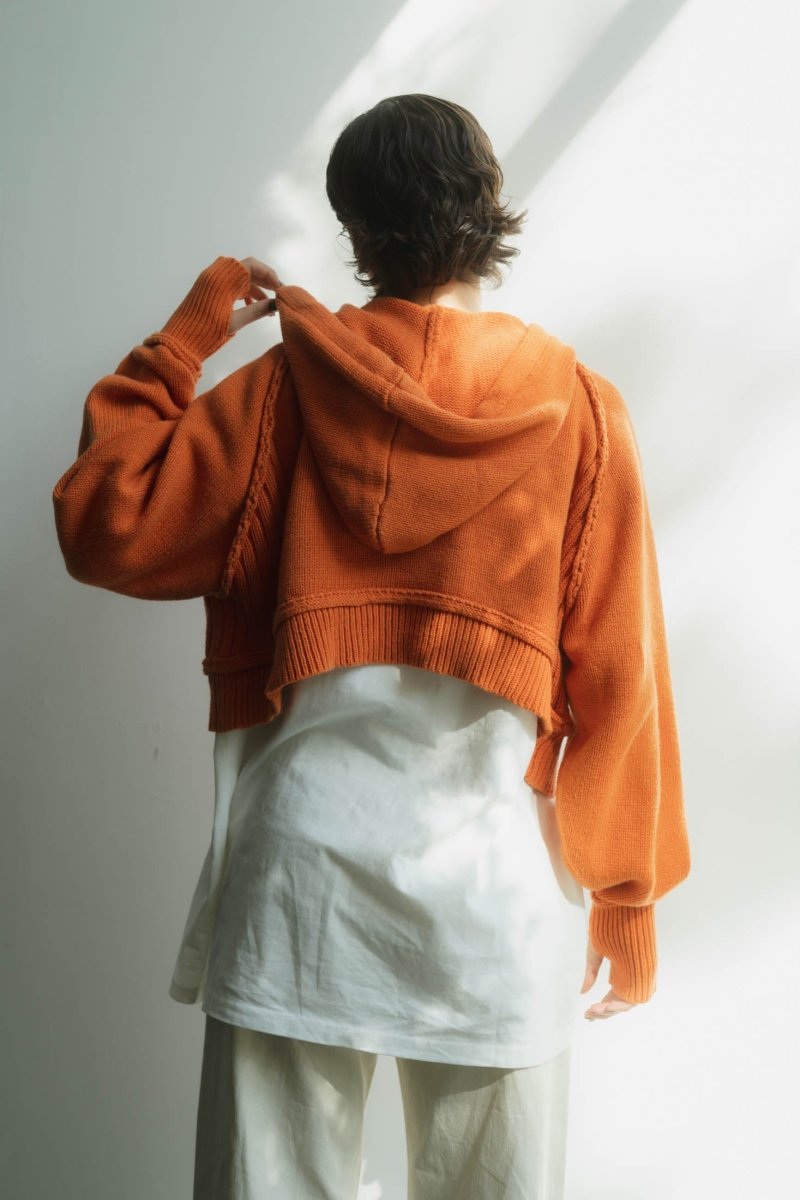 cropped knit hoodie/2color - KNUTH MARF