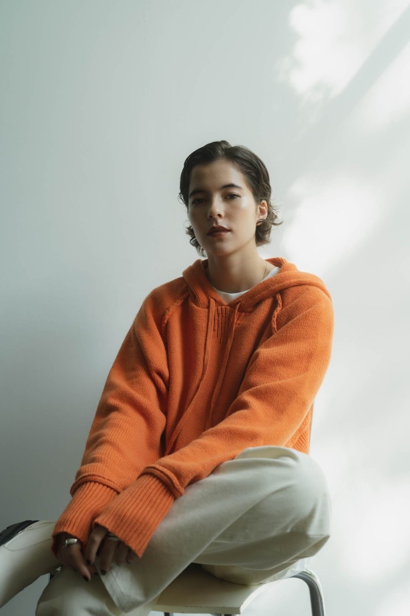 cropped knit hoodie/2color - KNUTH MARF