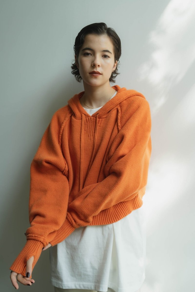 cropped knit hoodie/2color - KNUTH MARF