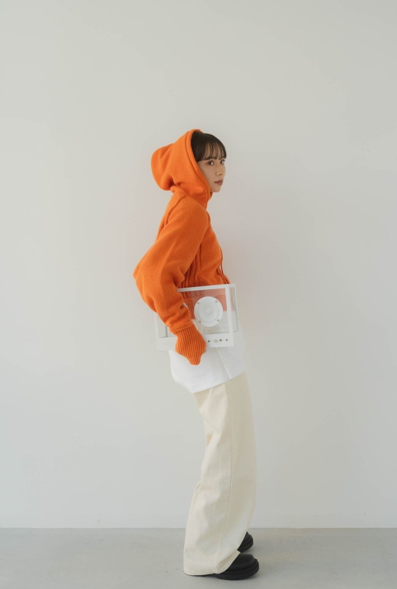 cropped knit hoodie/2color - KNUTH MARF