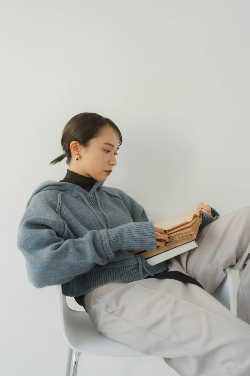 cropped knit hoodie/2color - KNUTH MARF