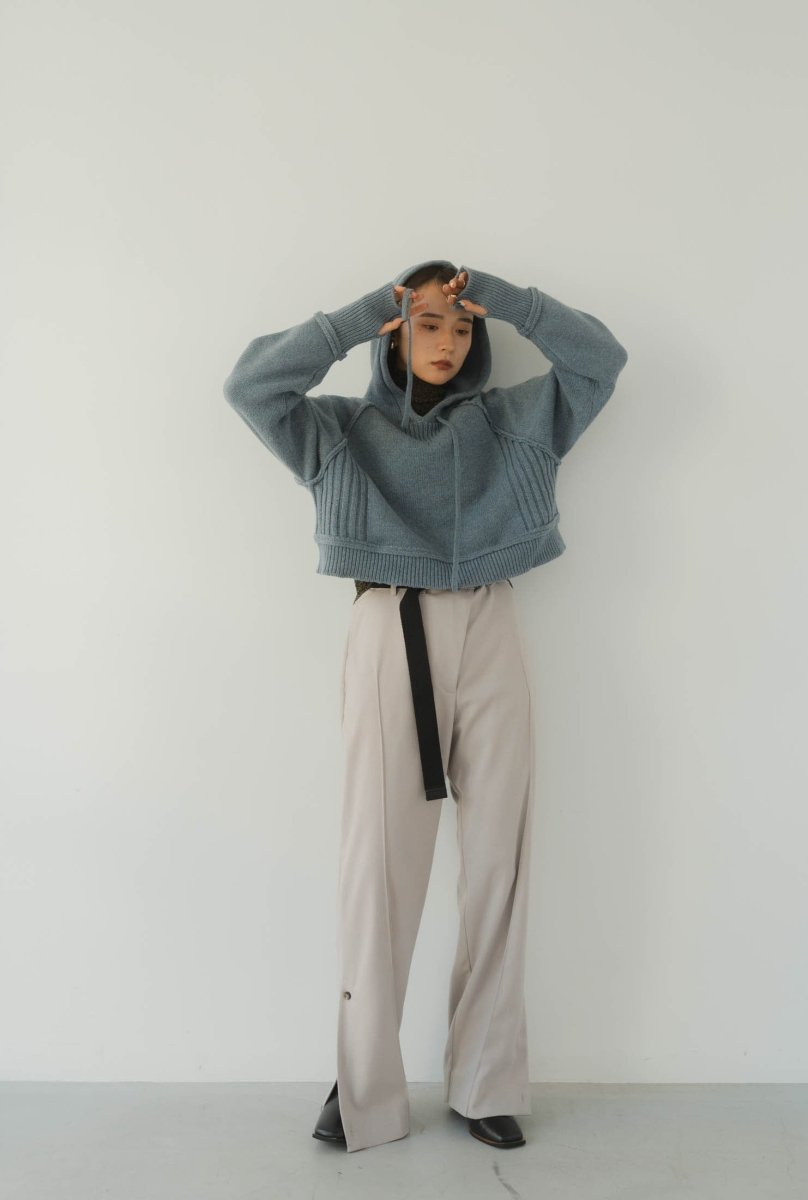 cropped knit hoodie/2color - KNUTH MARF