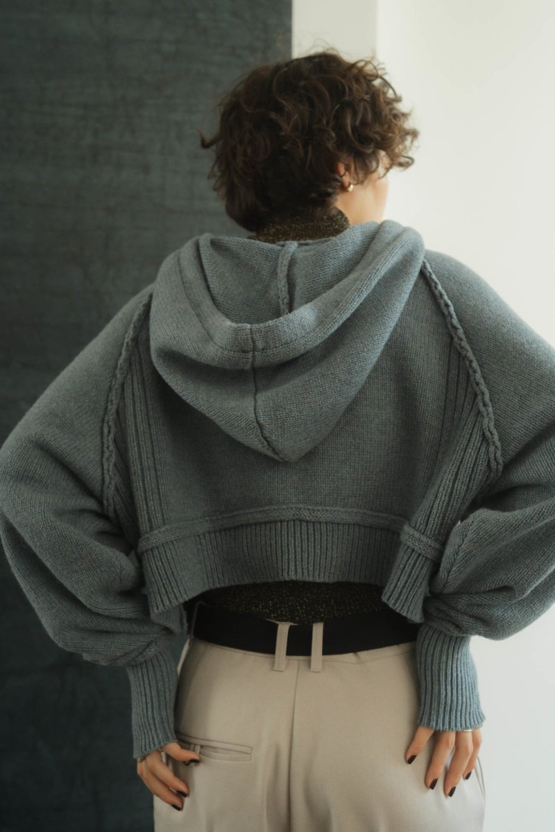 cropped knit hoodie/2color - KNUTH MARF