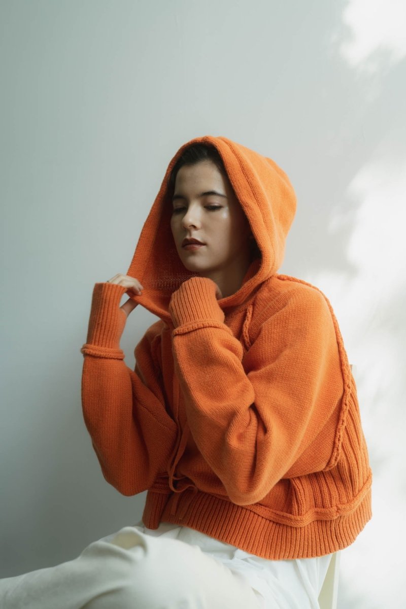 cropped knit hoodie/2color - KNUTH MARF