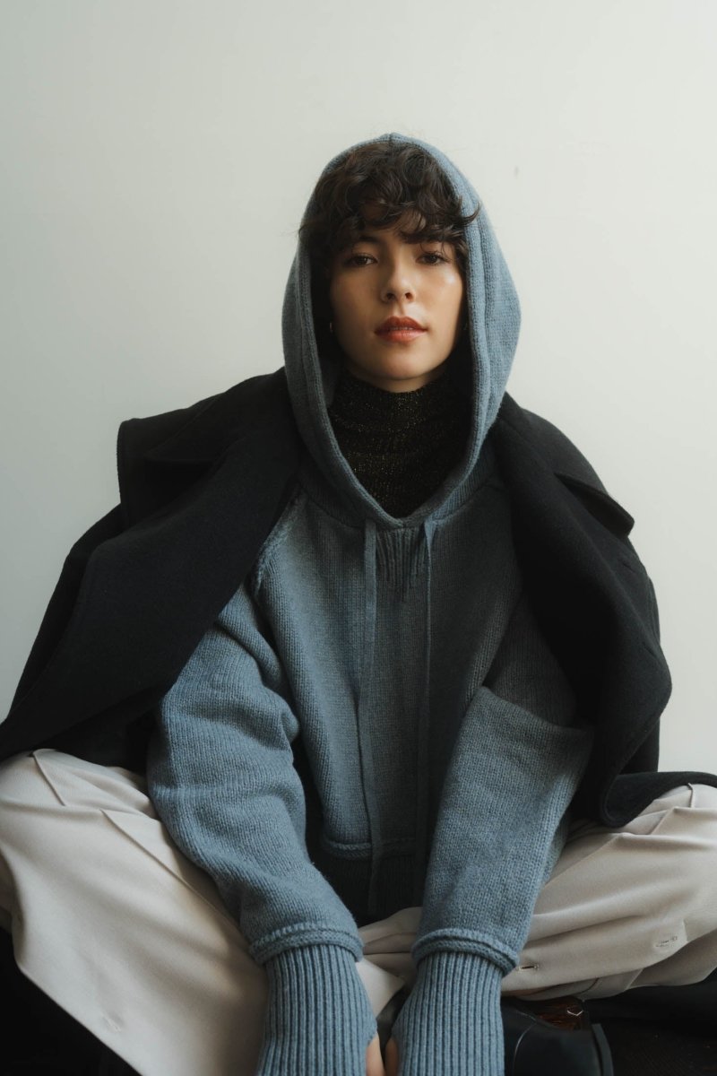 cropped knit hoodie/2color - KNUTH MARF
