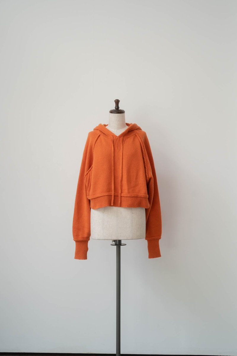cropped knit hoodie/2color - KNUTH MARF