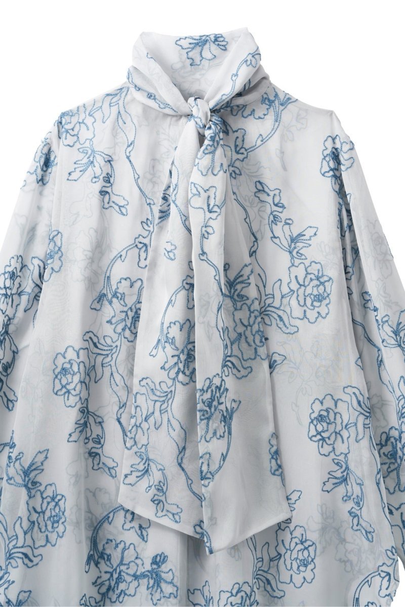 embroidery sheer blouse/black - KNUTH MARF