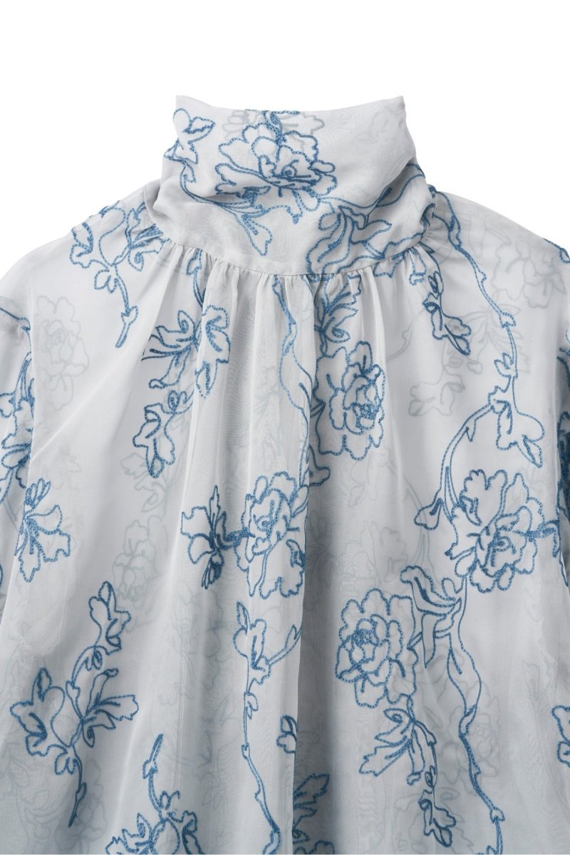 embroidery sheer blouse/ice blue - KNUTH MARF