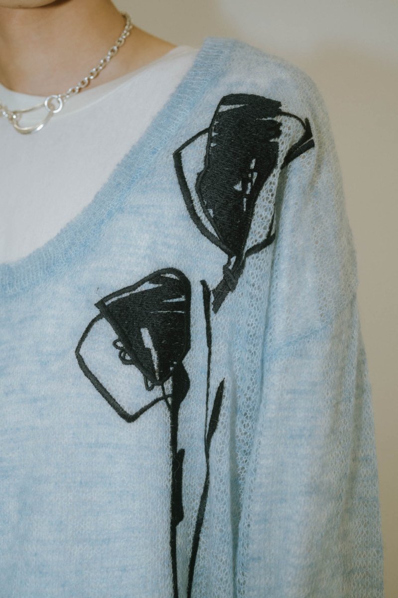 embroidery sheer Uneck pullover(unisex)/3color - KNUTH MARF