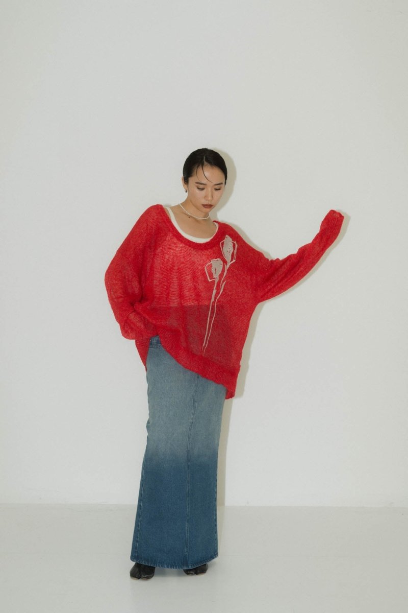 embroidery sheer Uneck pullover(unisex)/3color - KNUTH MARF
