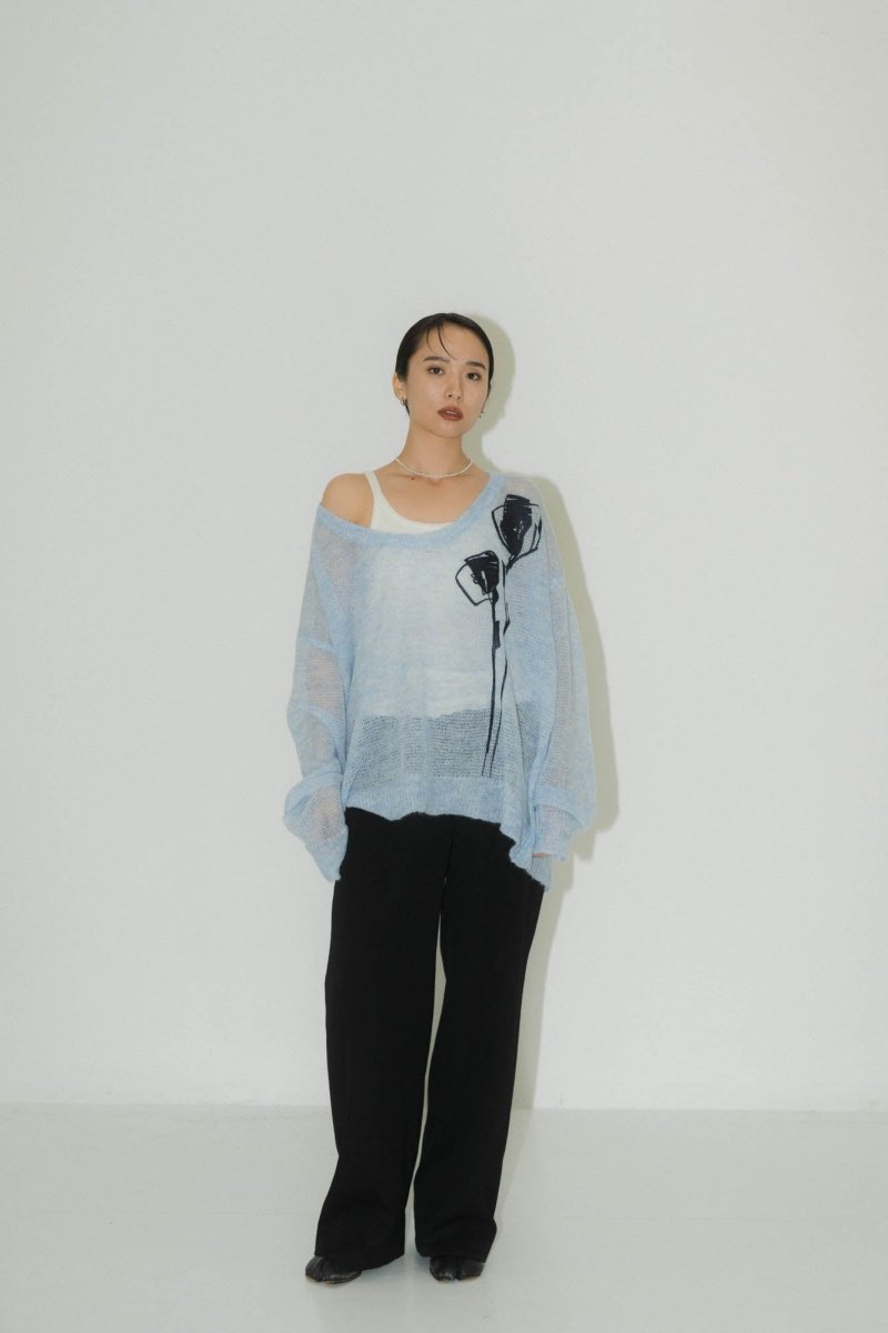 embroidery sheer Uneck pullover(unisex)/3color - KNUTH MARF