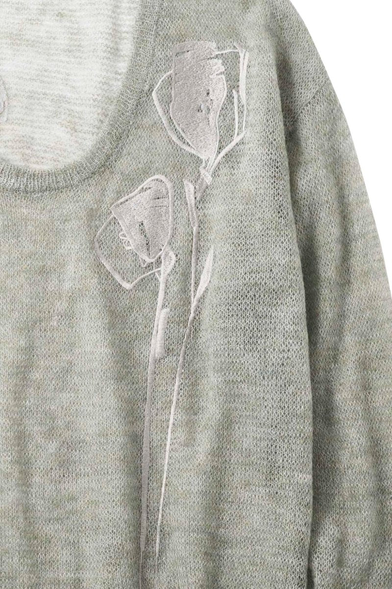 embroidery sheer Uneck pullover(unisex)/3color - KNUTH MARF