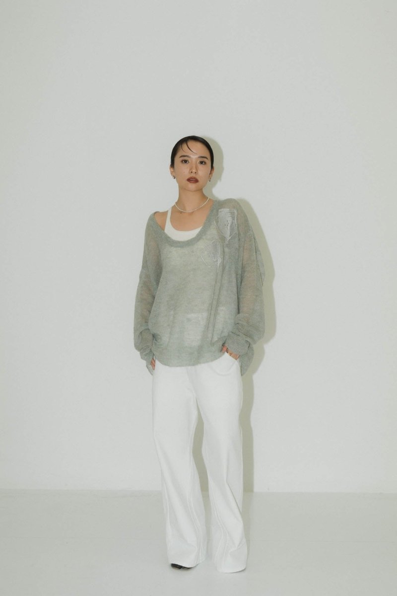 embroidery sheer Uneck pullover(unisex)/3color - KNUTH MARF