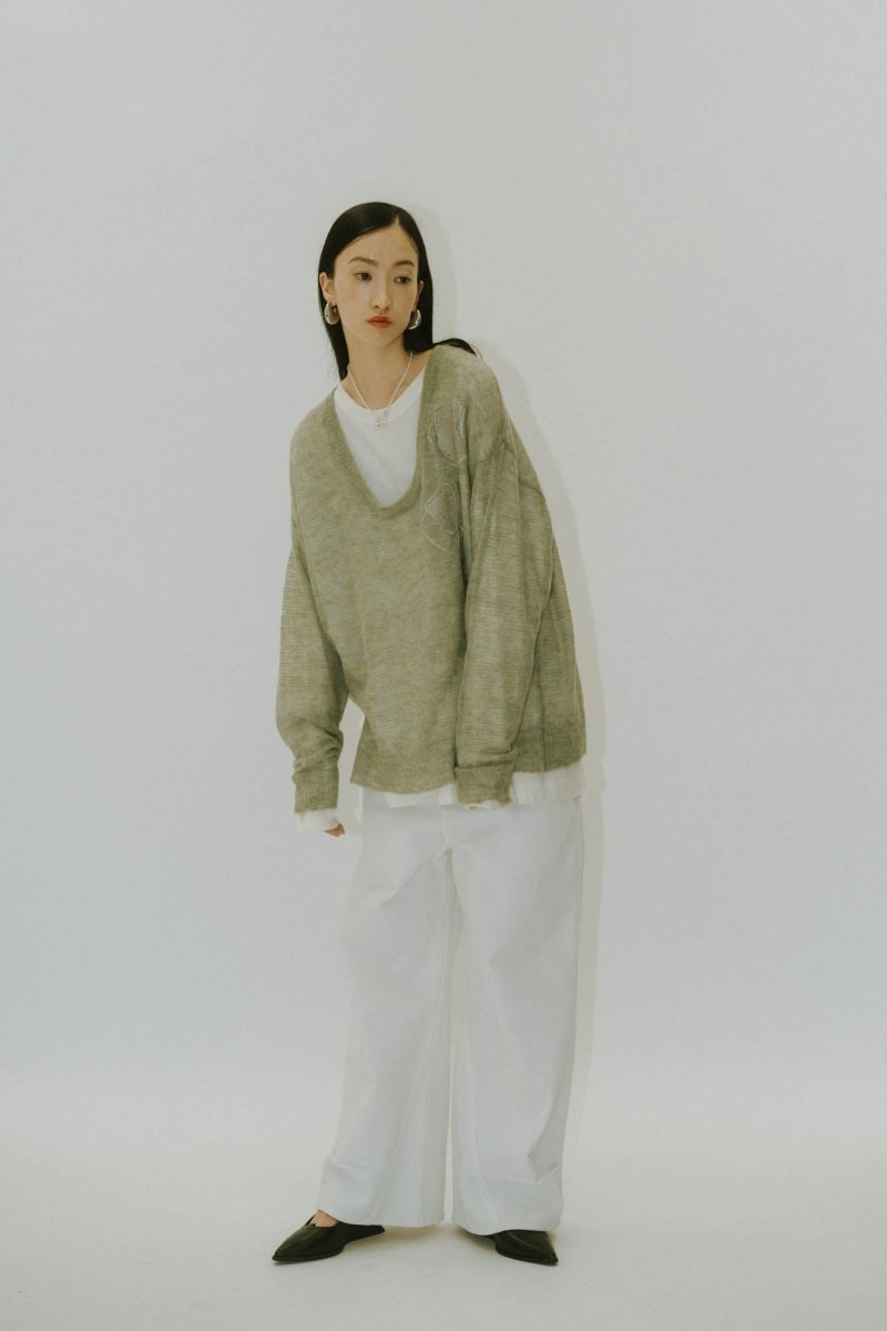embroidery sheer Uneck pullover(unisex)/3color - KNUTH MARF