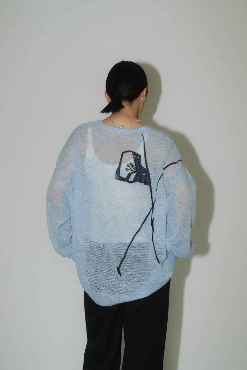 embroidery sheer Uneck pullover(unisex)/3color - KNUTH MARF