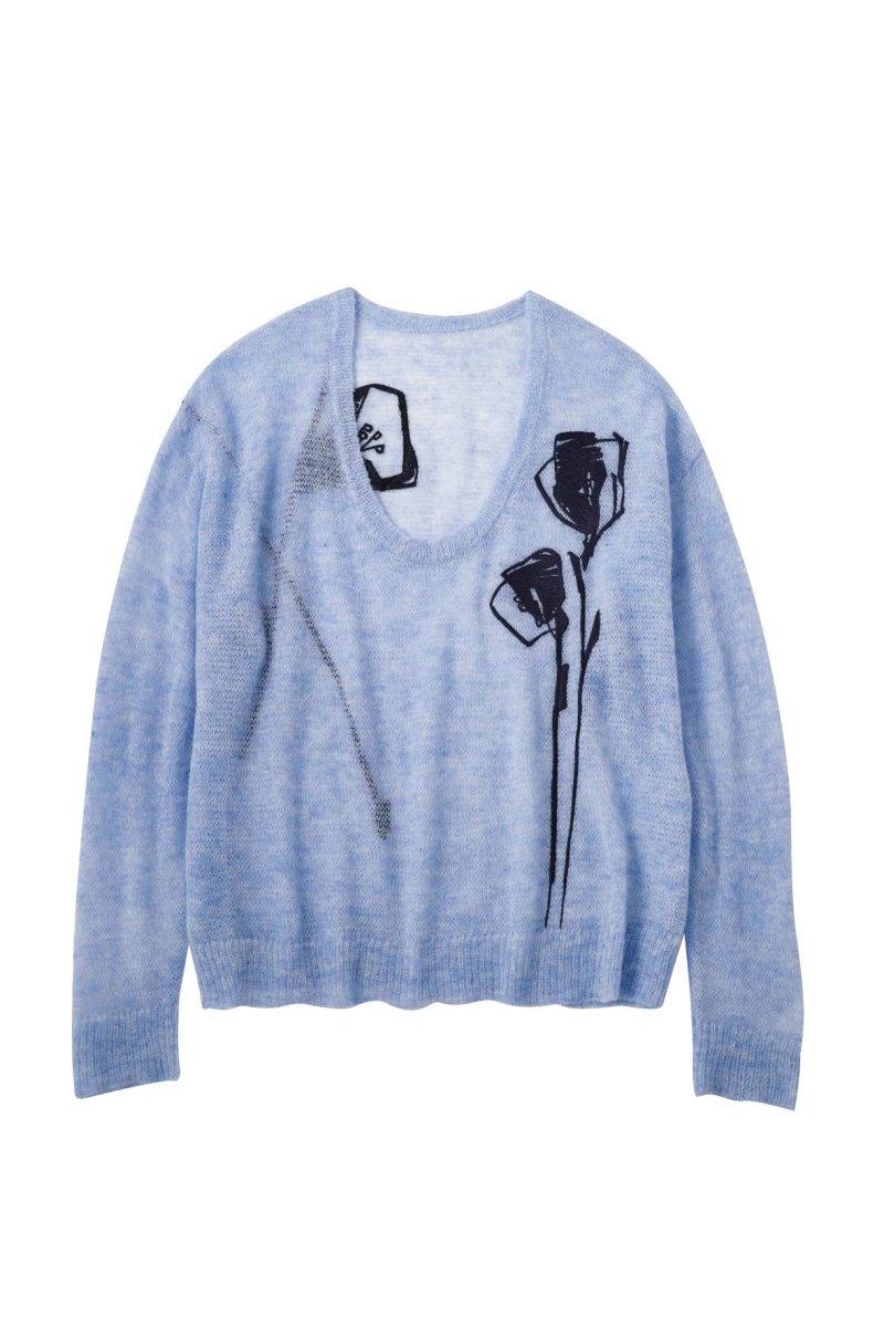 embroidery sheer Uneck pullover(unisex)/3color - KNUTH MARF