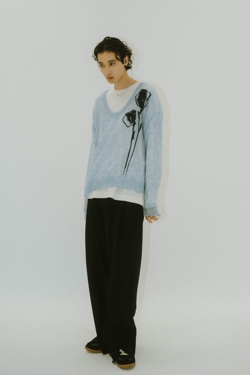 embroidery sheer Uneck pullover(unisex)/3color - KNUTH MARF