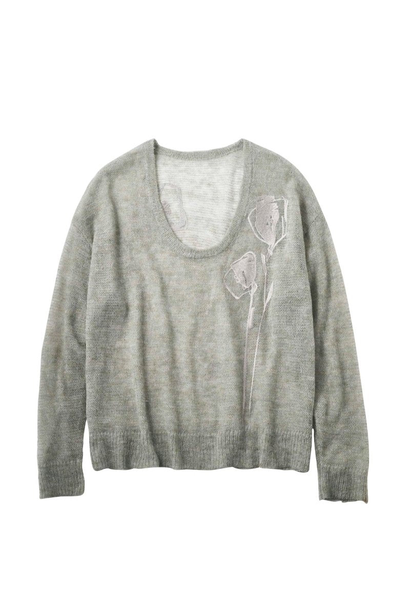 embroidery sheer Uneck pullover(unisex)/3color - KNUTH MARF