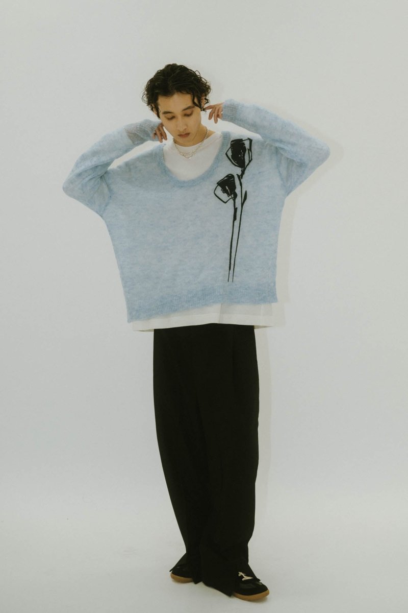 embroidery sheer Uneck pullover(unisex)/3color - KNUTH MARF
