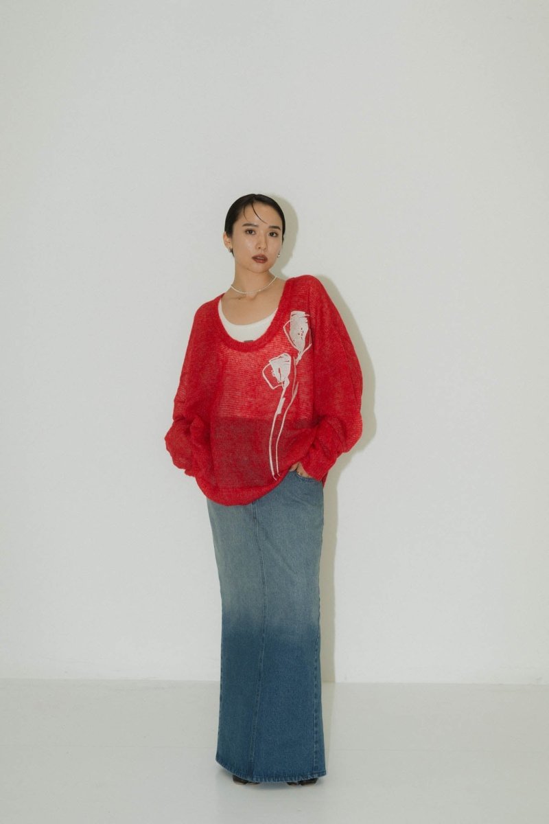 embroidery sheer Uneck pullover(unisex)/3color - KNUTH MARF