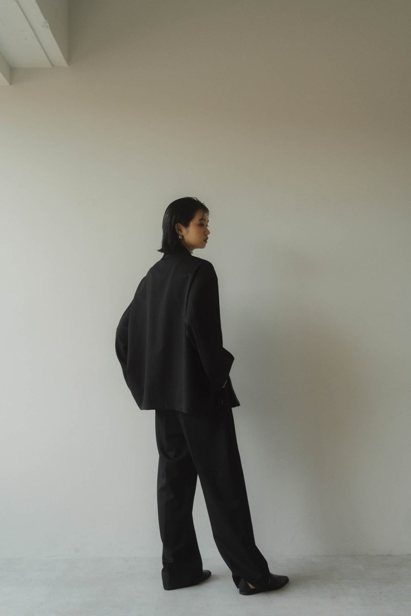 -high end- design slit wool shirt jacket/black - KNUTH MARF