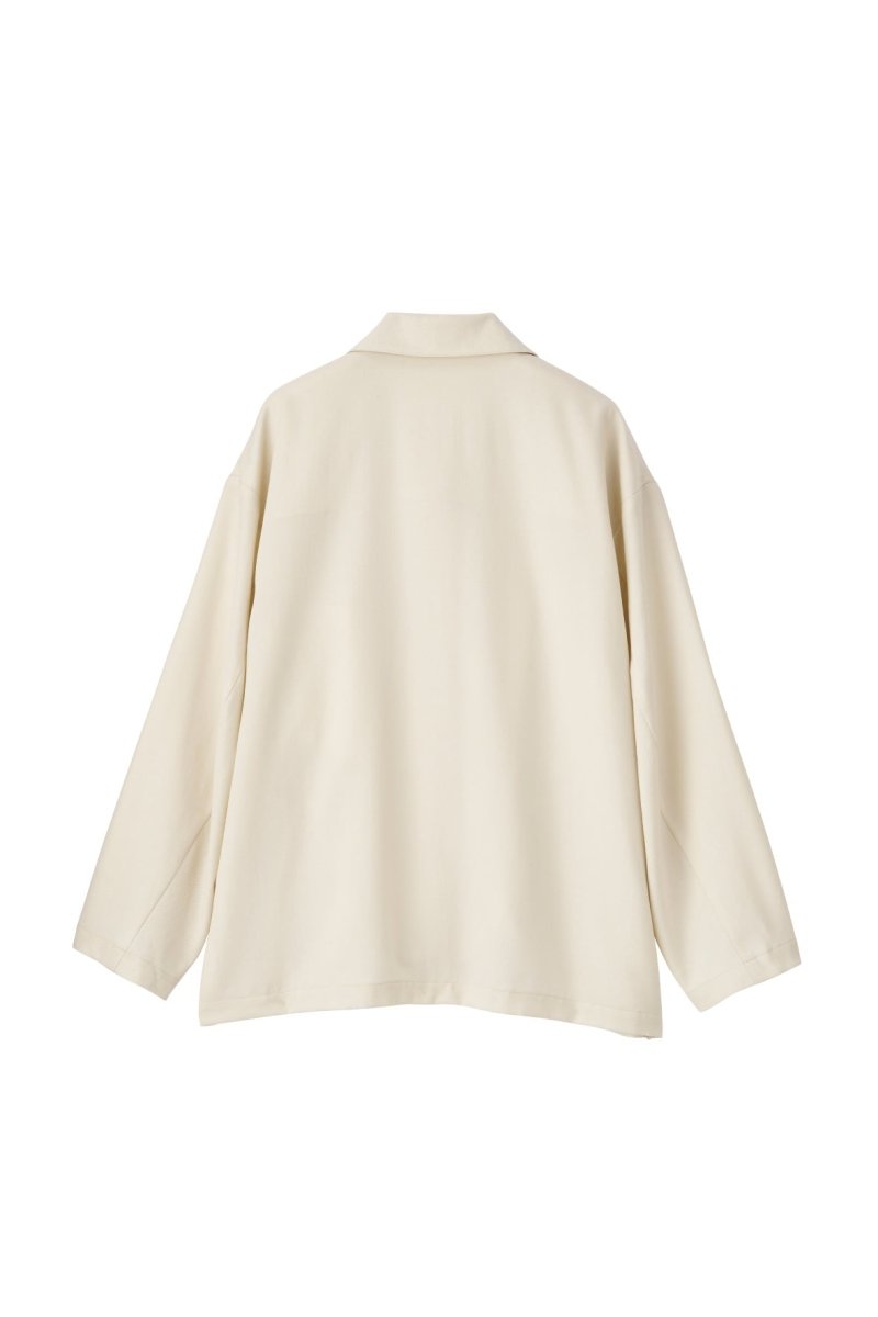 -high end- design slit wool shirt jacket/cream - KNUTH MARF