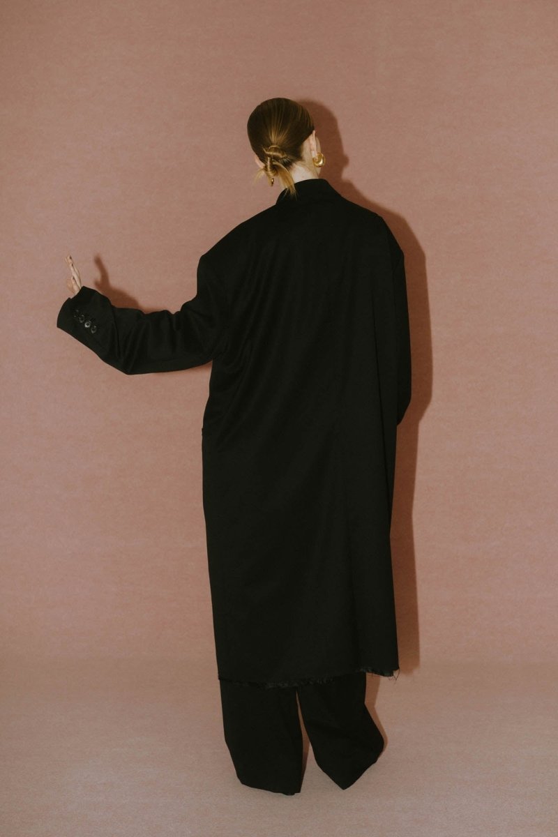 -high end- oversize long chester coat(unisex)/black - KNUTH MARF