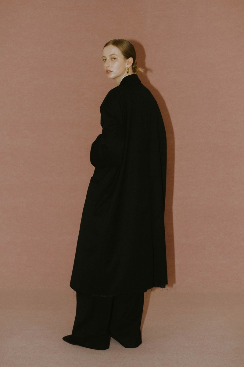 -high end- oversize long chester coat(unisex)/black - KNUTH MARF