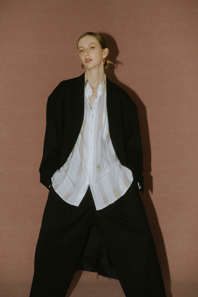 -high end- oversize long chester coat(unisex)/black - KNUTH MARF