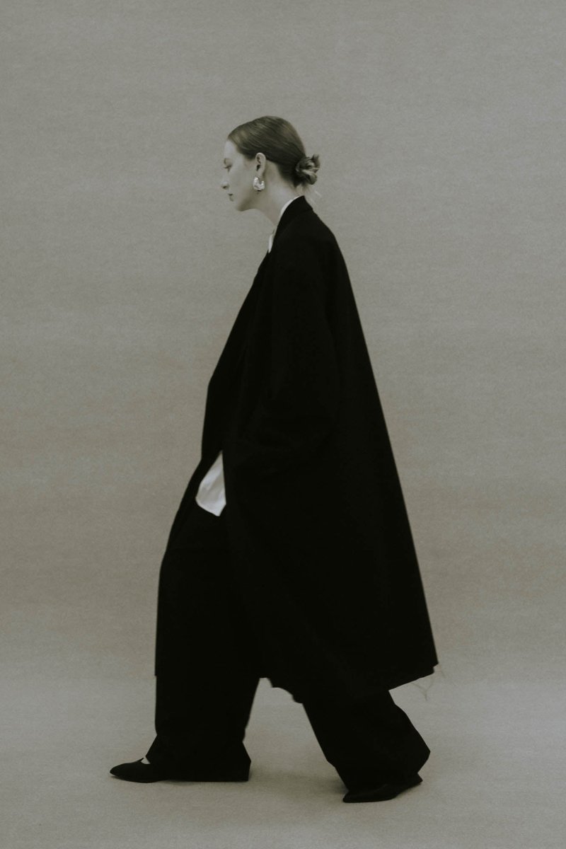 -high end- oversize long chester coat(unisex)/black - KNUTH MARF