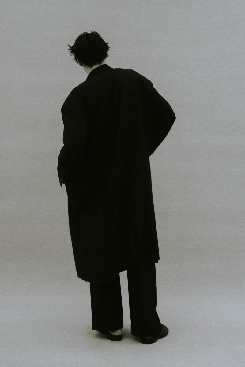 -high end- oversize long chester coat(unisex)/black - KNUTH MARF