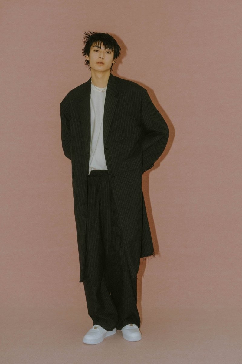 -high end- oversize long chester coat(unisex)/stripe - KNUTH MARF