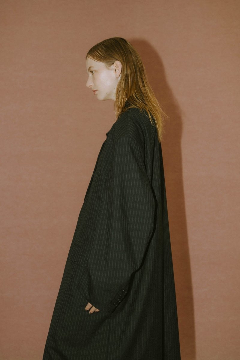 -high end- oversize long chester coat(unisex)/stripe - KNUTH MARF