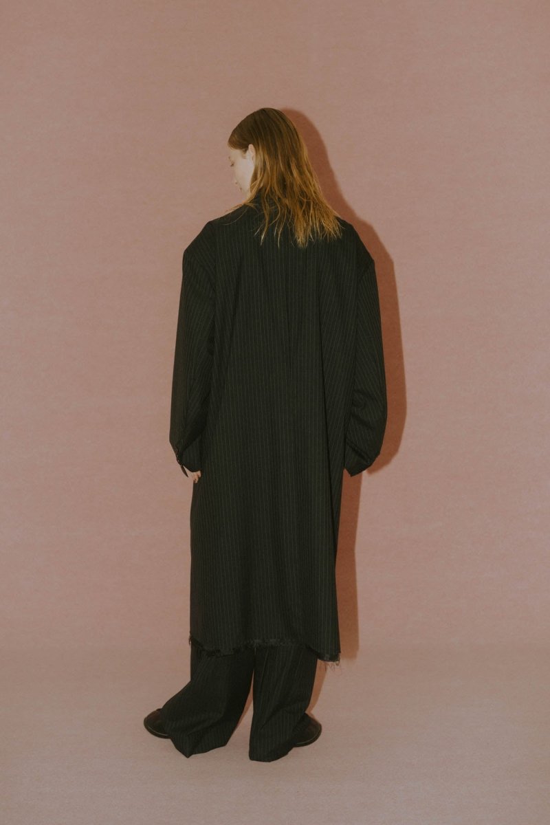 -high end- oversize long chester coat(unisex)/stripe - KNUTH MARF