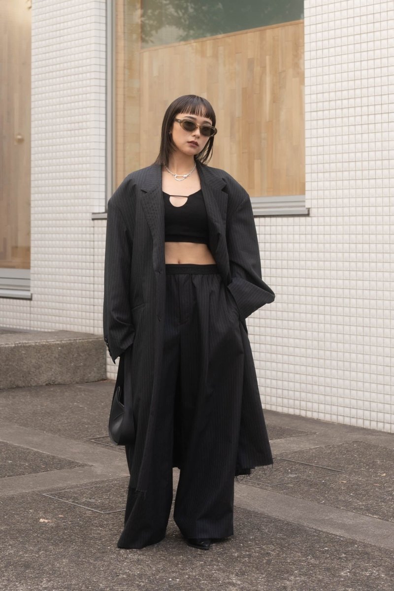 -high end- oversize long chester coat(unisex)/stripe - KNUTH MARF