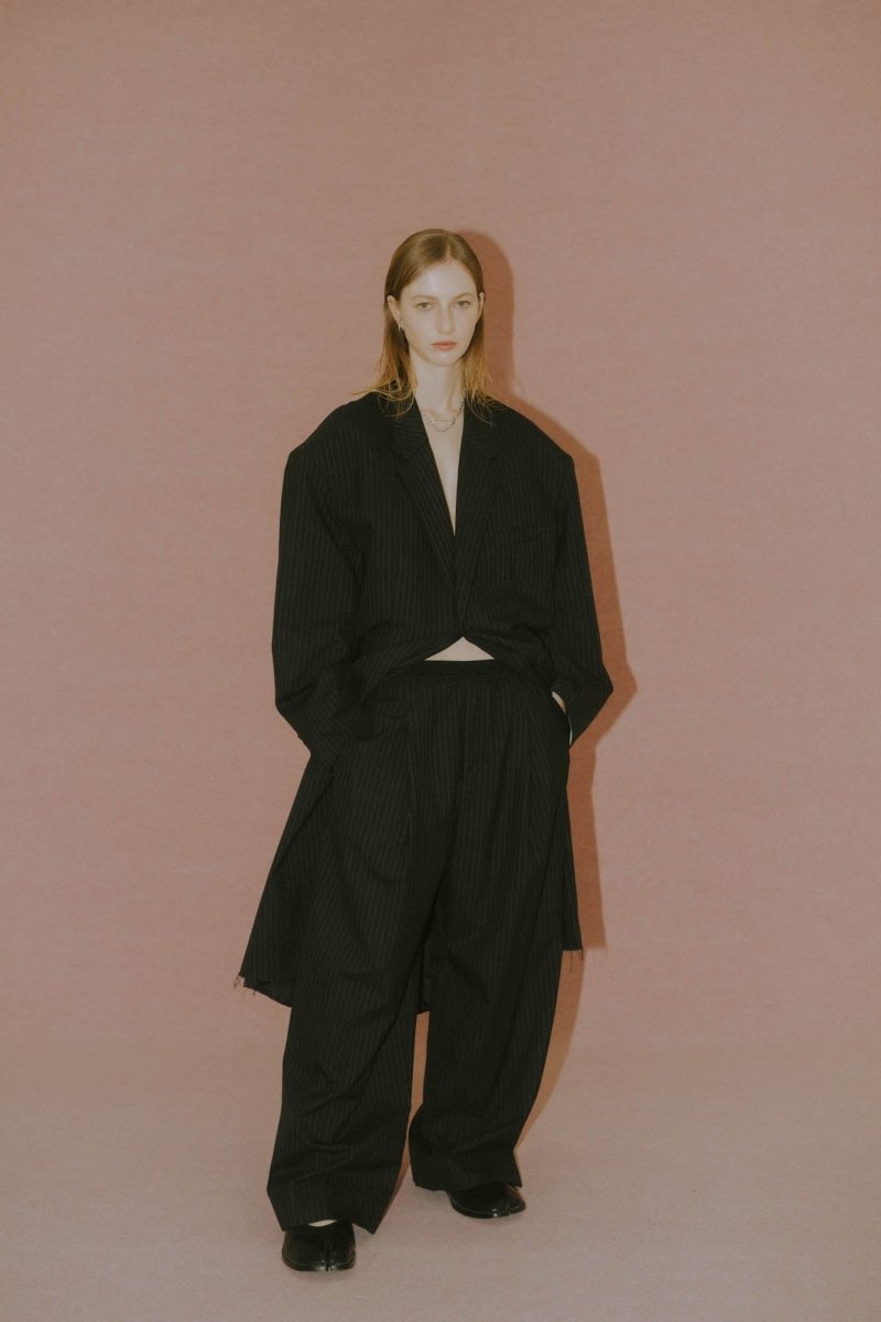 -high end- oversize long chester coat(unisex)/stripe - KNUTH MARF