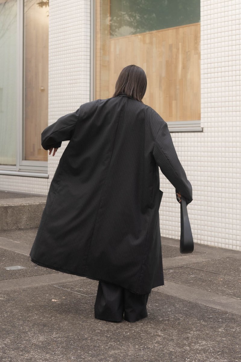 -high end- oversize long chester coat(unisex)/stripe - KNUTH MARF