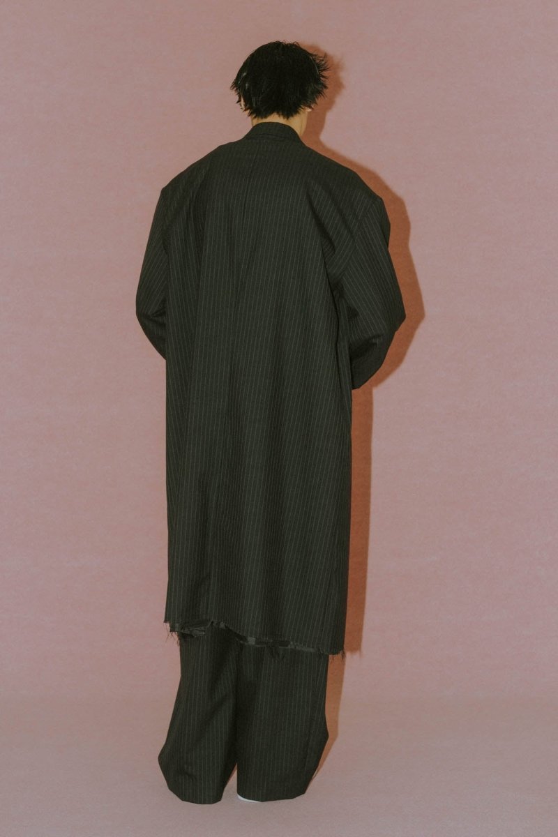 -high end- oversize long chester coat(unisex)/stripe - KNUTH MARF