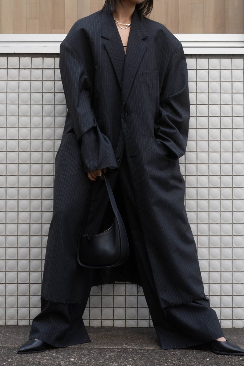 -high end- oversize long chester coat(unisex)/stripe - KNUTH MARF
