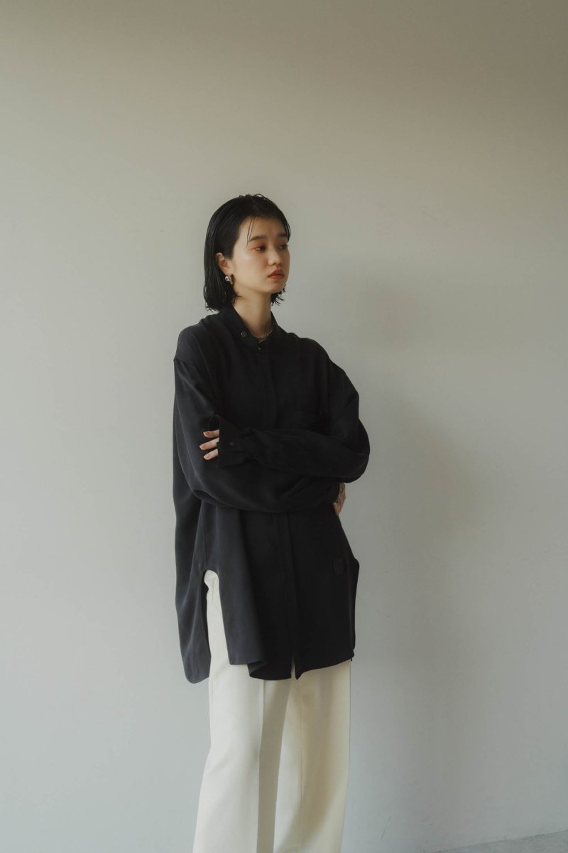 -high end- stand collar cupra shirt/black(unisex) - KNUTH MARF