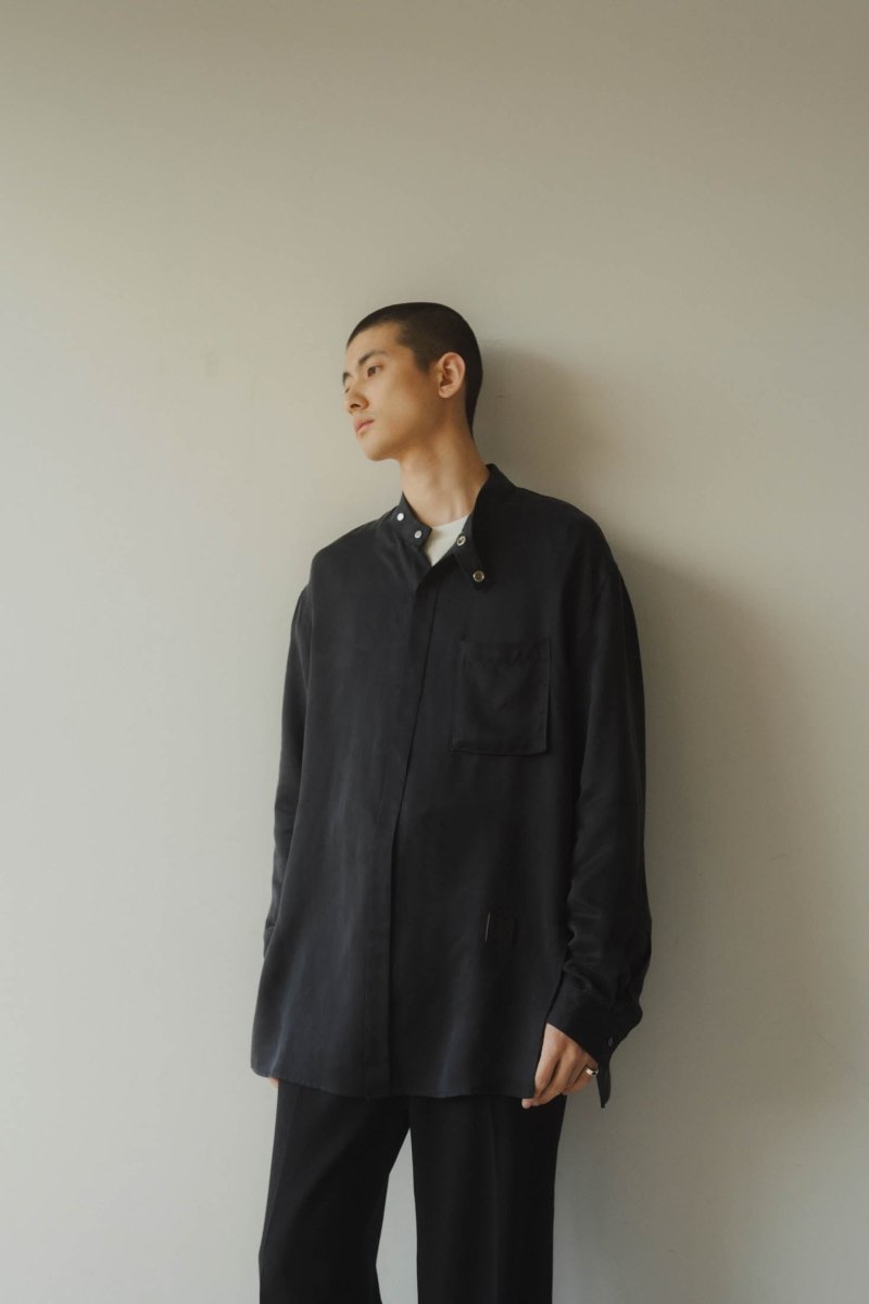 -high end- stand collar cupra shirt/black(unisex) - KNUTH MARF
