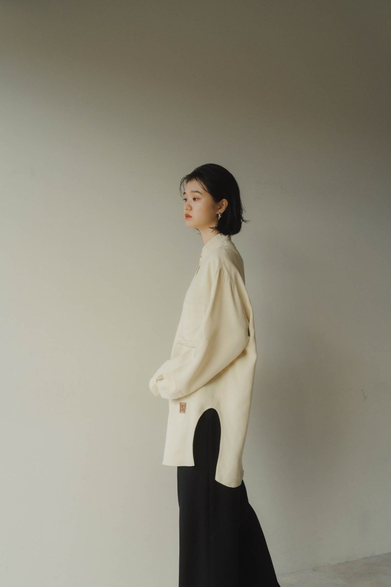 -high end- stand collar cupra shirt/ivory(unisex) - KNUTH MARF