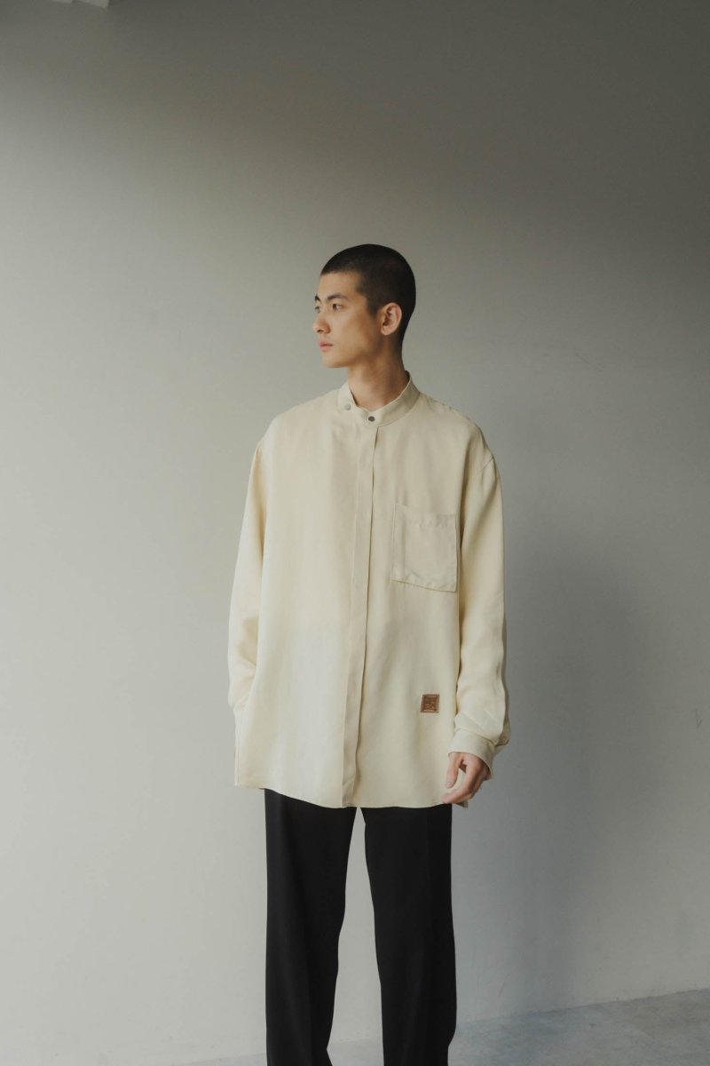 -high end- stand collar cupra shirt/ivory(unisex) - KNUTH MARF
